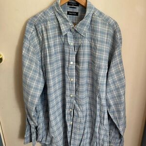 Nautica Bundle Men’s Light Blue Plaid and peach Button-Down Shirt